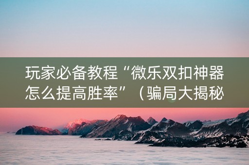 玩家必备教程“微乐双扣神器怎么提高胜率”（骗局大揭秘)