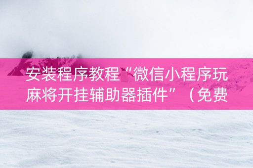 安装程序教程“微信小程序玩麻将开挂辅助器插件”（免费辅助)