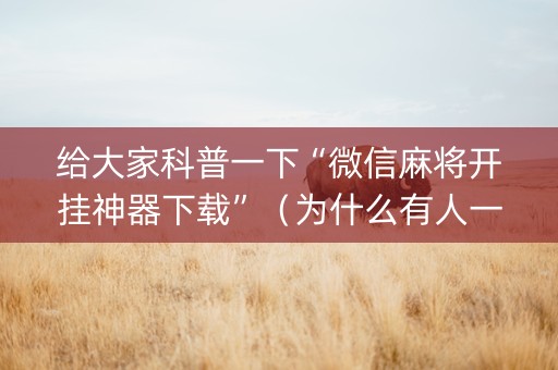 给大家科普一下“微信麻将开挂神器下载”（为什么有人一直赢)