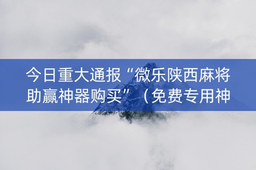 今日重大通报“微乐陕西麻将助赢神器购买”（免费专用神器)