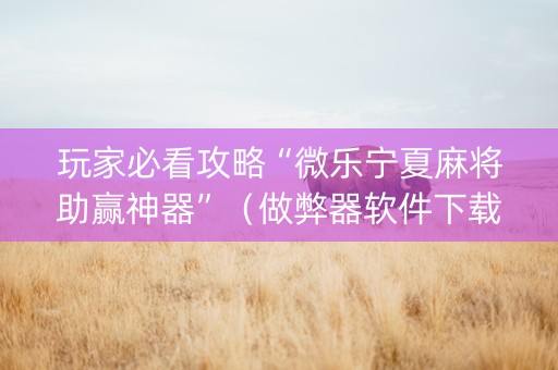 玩家必看攻略“微乐宁夏麻将助赢神器”（做弊器软件下载)