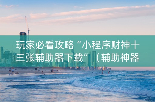 玩家必看攻略“小程序财神十三张辅助器下载”（辅助神器免费)