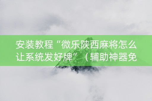 安装教程“微乐陕西麻将怎么让系统发好牌”（辅助神器免费)