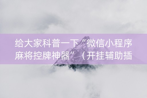 给大家科普一下“微信小程序麻将控牌神器”（开挂辅助插件)
