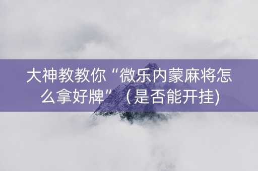 大神教教你“微乐内蒙麻将怎么拿好牌”（是否能开挂)