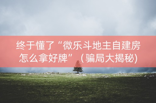 终于懂了“微乐斗地主自建房怎么拿好牌”（骗局大揭秘)