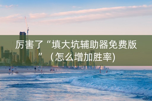 厉害了“填大坑辅助器免费版”（怎么增加胜率)