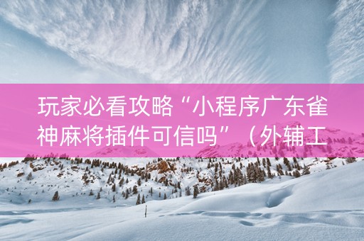 玩家必看攻略“小程序广东雀神麻将插件可信吗”（外辅工具)