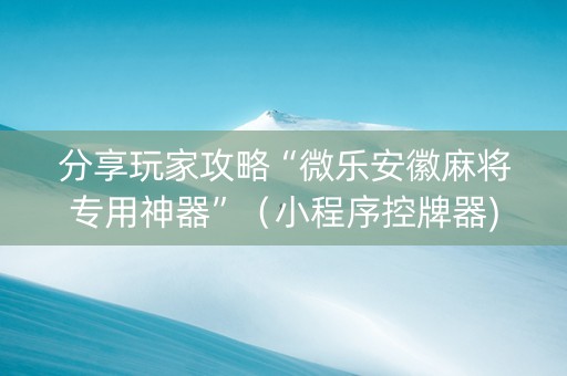分享玩家攻略“微乐安徽麻将专用神器”（小程序控牌器)