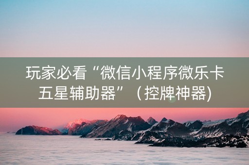 玩家必看“微信小程序微乐卡五星辅助器”（控牌神器)