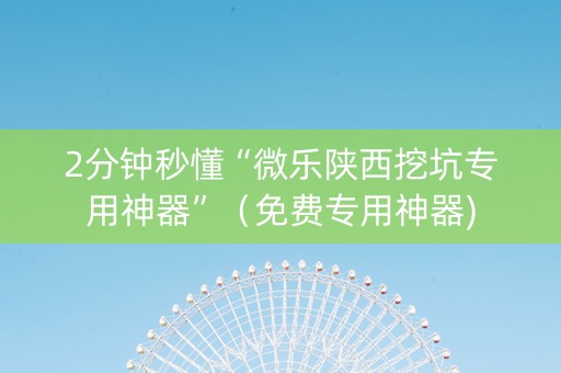 2分钟秒懂“微乐陕西挖坑专用神器”（免费专用神器)