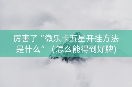 厉害了“微乐卡五星开挂方法是什么”（怎么能得到好牌)