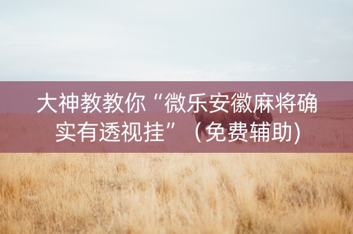 大神教教你“微乐安徽麻将确实有透视挂”（免费辅助)