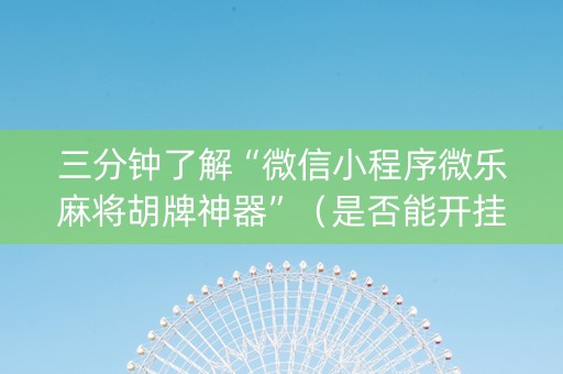 三分钟了解“微信小程序微乐麻将胡牌神器”（是否能开挂)