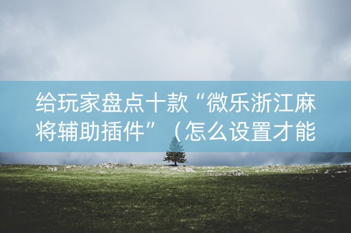 给玩家盘点十款“微乐浙江麻将辅助插件”（怎么设置才能赢)