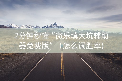 2分钟秒懂“微乐填大坑辅助器免费版”（怎么调胜率)