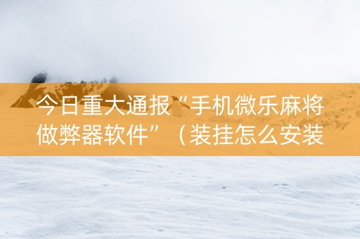 今日重大通报“手机微乐麻将做弊器软件”（装挂怎么安装)