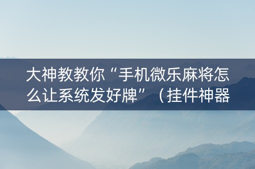大神教教你“手机微乐麻将怎么让系统发好牌”（挂件神器)