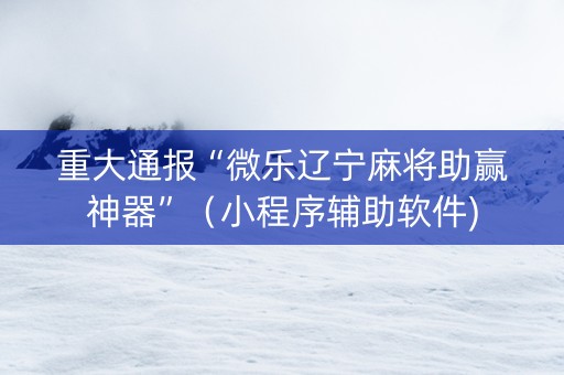 重大通报“微乐辽宁麻将助赢神器”（小程序辅助软件)