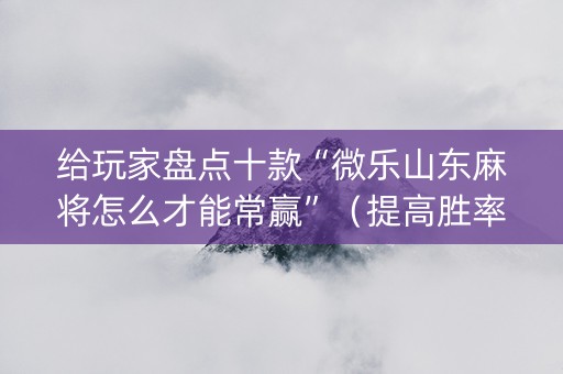 给玩家盘点十款“微乐山东麻将怎么才能常赢”（提高胜率技巧)