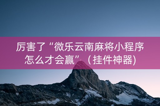 厉害了“微乐云南麻将小程序怎么才会赢”（挂件神器)