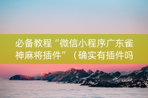 必备教程“微信小程序广东雀神麻将插件”（确实有插件吗)