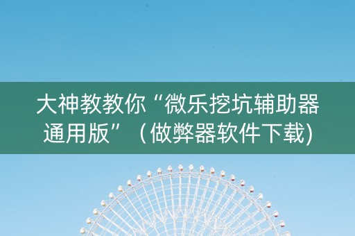 大神教教你“微乐挖坑辅助器通用版”（做弊器软件下载)