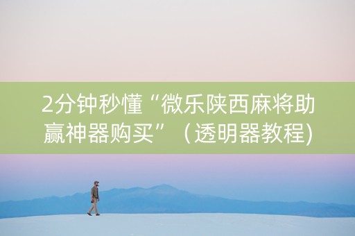 2分钟秒懂“微乐陕西麻将助赢神器购买”（透明器教程)