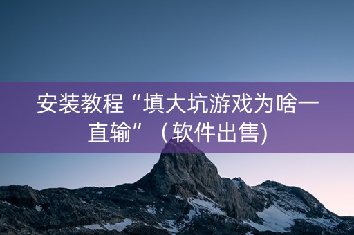 安装教程“填大坑游戏为啥一直输”（软件出售)