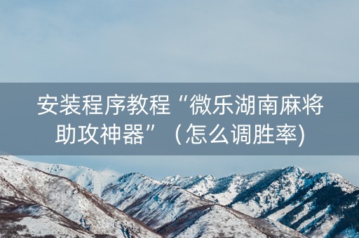 安装程序教程“微乐湖南麻将助攻神器”（怎么调胜率)