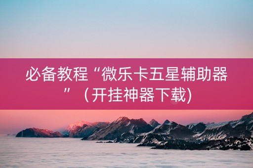 必备教程“微乐卡五星辅助器”（开挂神器下载)