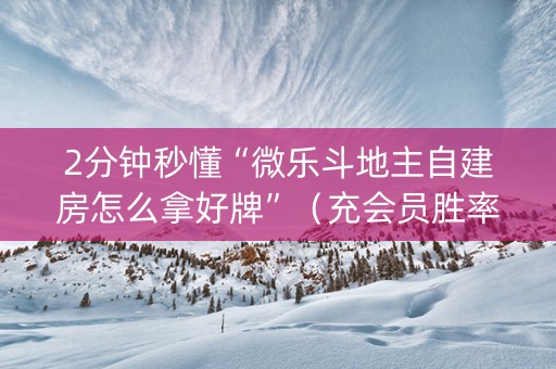 2分钟秒懂“微乐斗地主自建房怎么拿好牌”（充会员胜率高)
