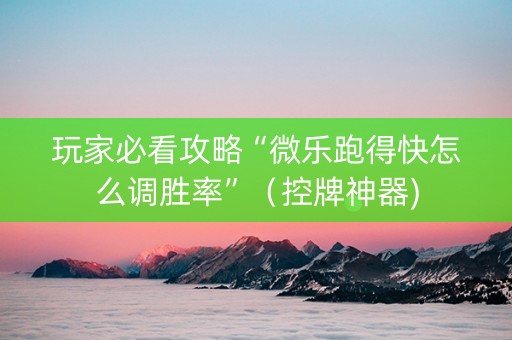 玩家必看攻略“微乐跑得快怎么调胜率”（控牌神器)