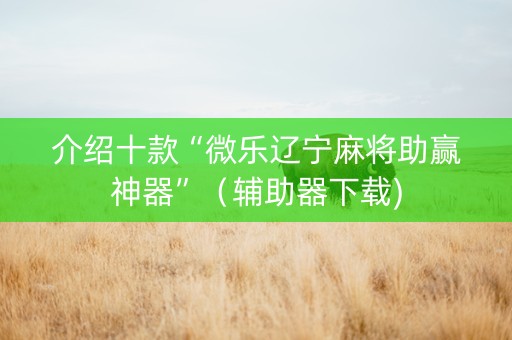 介绍十款“微乐辽宁麻将助赢神器”（辅助器下载)