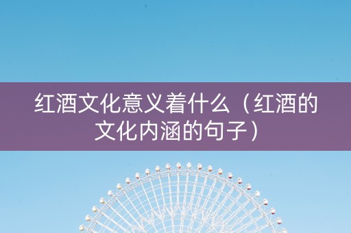 红酒文化意义着什么（红酒的文化内涵的句子）