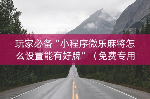 玩家必备“小程序微乐麻将怎么设置能有好牌”（免费专用神器)
