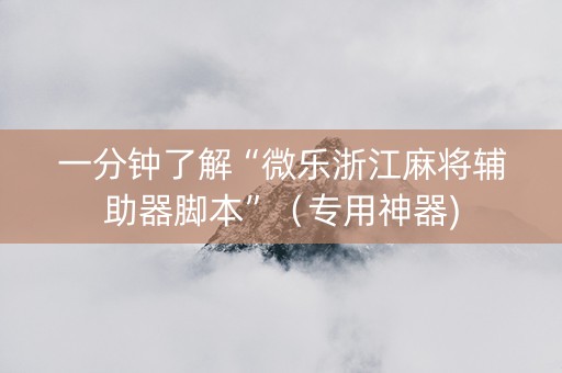 一分钟了解“微乐浙江麻将辅助器脚本”（专用神器)