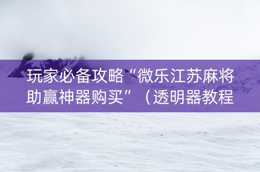 玩家必备攻略“微乐江苏麻将助赢神器购买”（透明器教程)