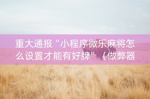 重大通报“小程序微乐麻将怎么设置才能有好牌”（做弊器软件下载)