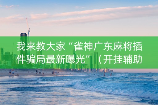 我来教大家“雀神广东麻将插件骗局最新曝光”（开挂辅助插件)