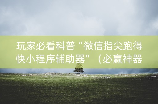 玩家必看科普“微信指尖跑得快小程序辅助器”（必赢神器)
