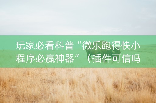 玩家必看科普“微乐跑得快小程序必赢神器”（插件可信吗)