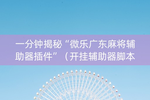 一分钟揭秘“微乐广东麻将辅助器插件”（开挂辅助器脚本)