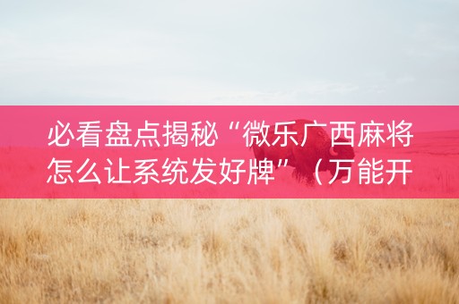 必看盘点揭秘“微乐广西麻将怎么让系统发好牌”（万能开挂神器)
