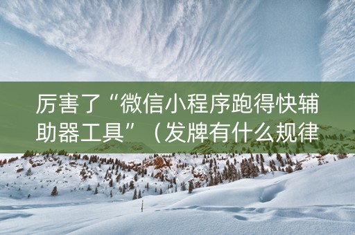 厉害了“微信小程序跑得快辅助器工具”（发牌有什么规律吗)