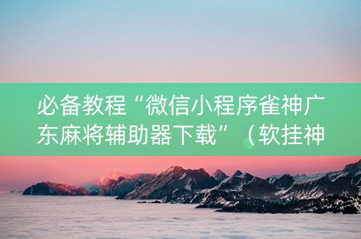 必备教程“微信小程序雀神广东麻将辅助器下载”（软挂神器)