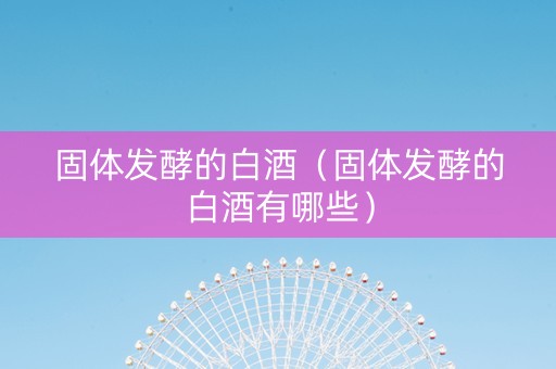固体发酵的白酒（固体发酵的白酒有哪些）