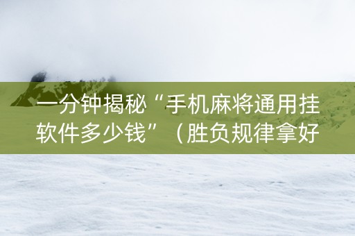 一分钟揭秘“手机麻将通用挂软件多少钱”（胜负规律拿好牌)
