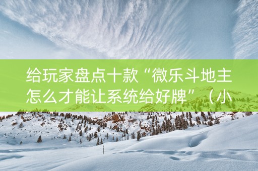 给玩家盘点十款“微乐斗地主怎么才能让系统给好牌”（小程序控牌器)