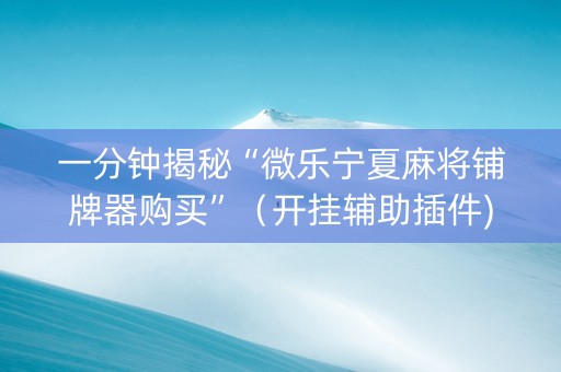 一分钟揭秘“微乐宁夏麻将铺牌器购买”（开挂辅助插件)